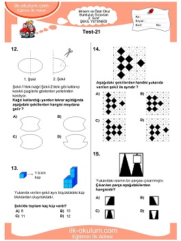 ilkokul 1. Sınıf Bilsem Zeka Testi 